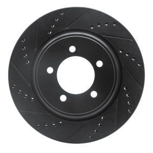 Ford Explorer Brake Rotor (1) - Front Left - R1 Concepts - Drilled & Slotted - Black - `06-`10